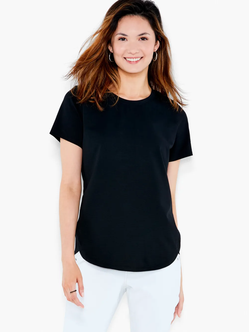 Sale NIC+ZOE Nzt Short Sleeve Shirt Tail Crew Neck Tee Black Onyx