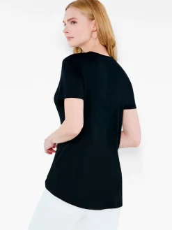 Discount NIC+ZOE Nzt Short Sleeve Shirt Tail Scoop Tee Black Onyx