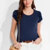 Fashion NIC+ZOE Nzt Short Sleeve Tulip Sleeve Scoop Tee Dark Indigo