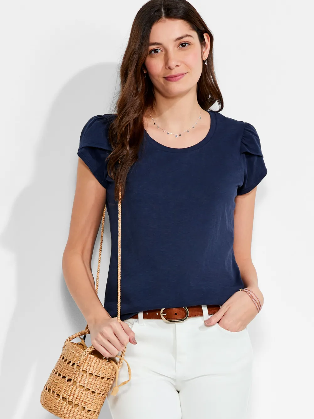 Fashion NIC+ZOE Nzt Short Sleeve Tulip Sleeve Scoop Tee Dark Indigo