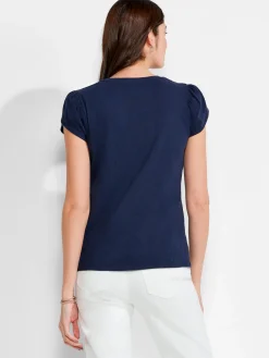 Outlet NIC+ZOE Nzt Short Sleeve Tulip Sleeve Scoop Tee Dark Indigo
