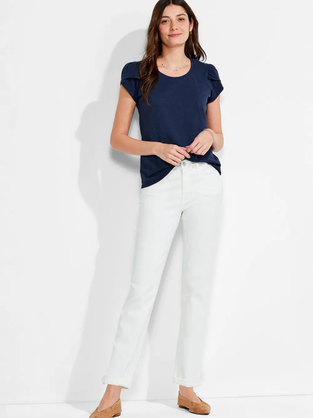 Best NIC+ZOE Nzt Short Sleeve Tulip Sleeve Scoop Tee Dark Indigo