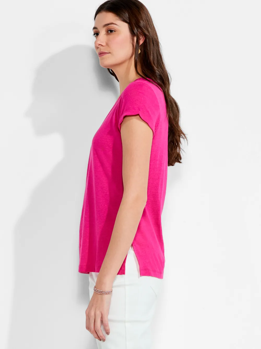 Fashion NIC+ZOE Nzt Short Sleeve V Tee Shocking Pink