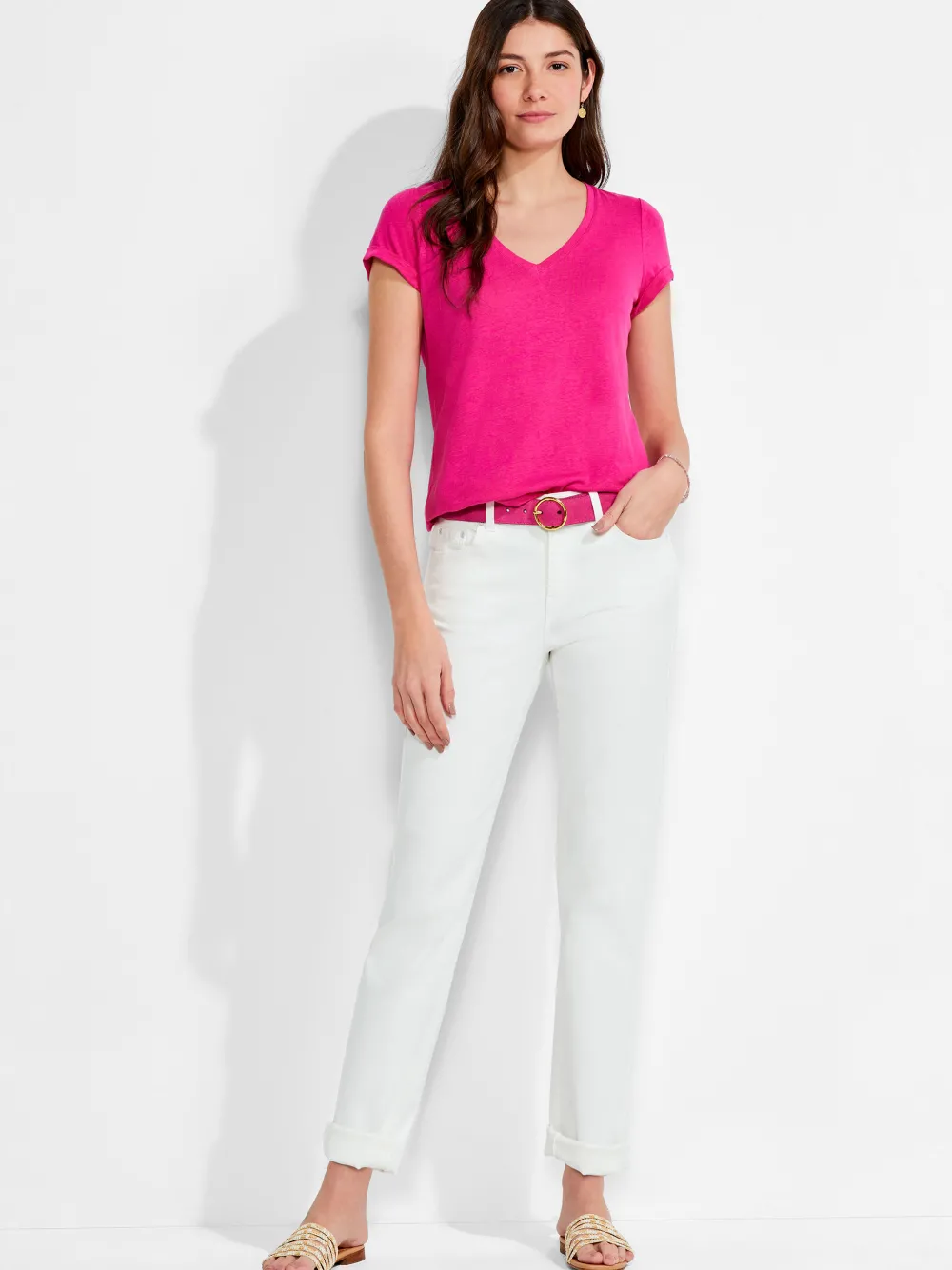 Fashion NIC+ZOE Nzt Short Sleeve V Tee Shocking Pink