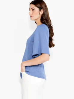 Sale NIC+ZOE Nzt Square Neck Flutter Sleeve Tee Cornflower