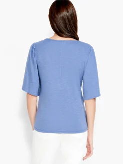 Sale NIC+ZOE Nzt Square Neck Flutter Sleeve Tee Cornflower