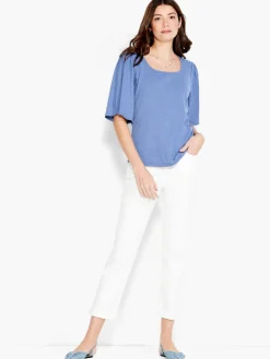 Sale NIC+ZOE Nzt Square Neck Flutter Sleeve Tee Cornflower