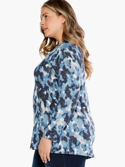 Shop NIC+ZOE Nzt Sweet Dreams Long Sleeve River Stone Tee Blue Multi