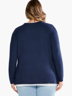 Discount NIC+ZOE Nzt Sweet Dreams Long Sleeve Double Layer Tee Dark Indigo