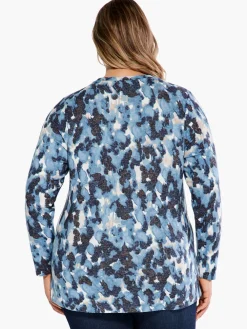 Shop NIC+ZOE Nzt Sweet Dreams Long Sleeve River Stone Tee Blue Multi