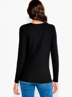 Clearance NIC+ZOE Nzt Sweet Dreams Long Sleeve Crew Tee Black Onyx