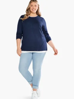 Discount NIC+ZOE Nzt Sweet Dreams Long Sleeve Double Layer Tee Dark Indigo