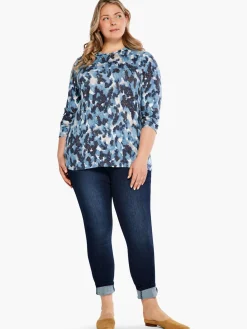 Shop NIC+ZOE Nzt Sweet Dreams Long Sleeve River Stone Tee Blue Multi