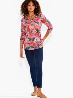 Sale NIC+ZOE Nzt Sweet Dreams Long Sleeve Tropics V Tee Pink Multi