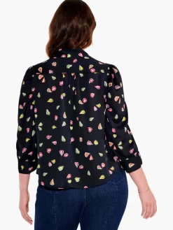 Fashion NIC+ZOE Party Pears Top Black Multi
