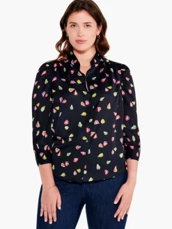 Fashion NIC+ZOE Party Pears Top Black Multi