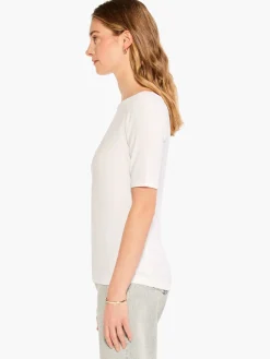 Clearance NIC+ZOE Perfect Knit Rib Elbow Sleeve Boat Neck Tee Paper White