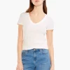 Sale NIC+ZOE Perfect Knit Rib Short Sleeve V Tee Paper White