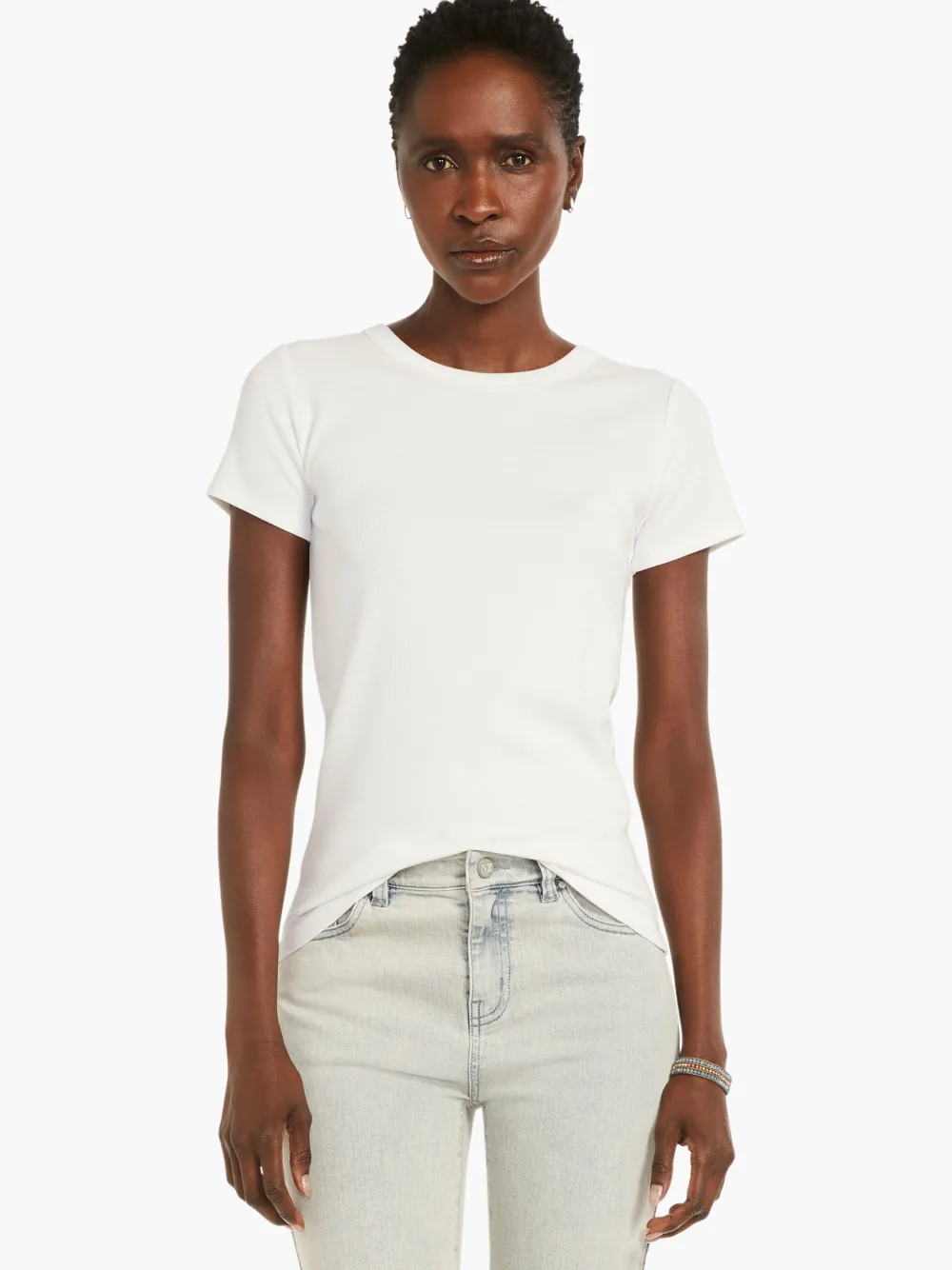 Discount NIC+ZOE Perfect Knit Rib Short Sleeve Crew Tee Paper White