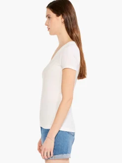 Sale NIC+ZOE Perfect Knit Rib Short Sleeve V Tee Paper White