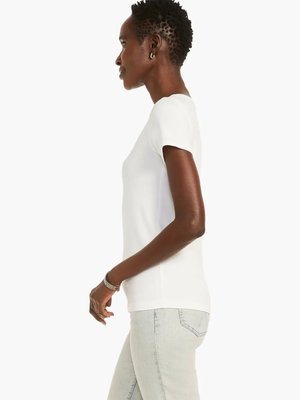 Discount NIC+ZOE Perfect Knit Rib Short Sleeve Crew Tee Paper White