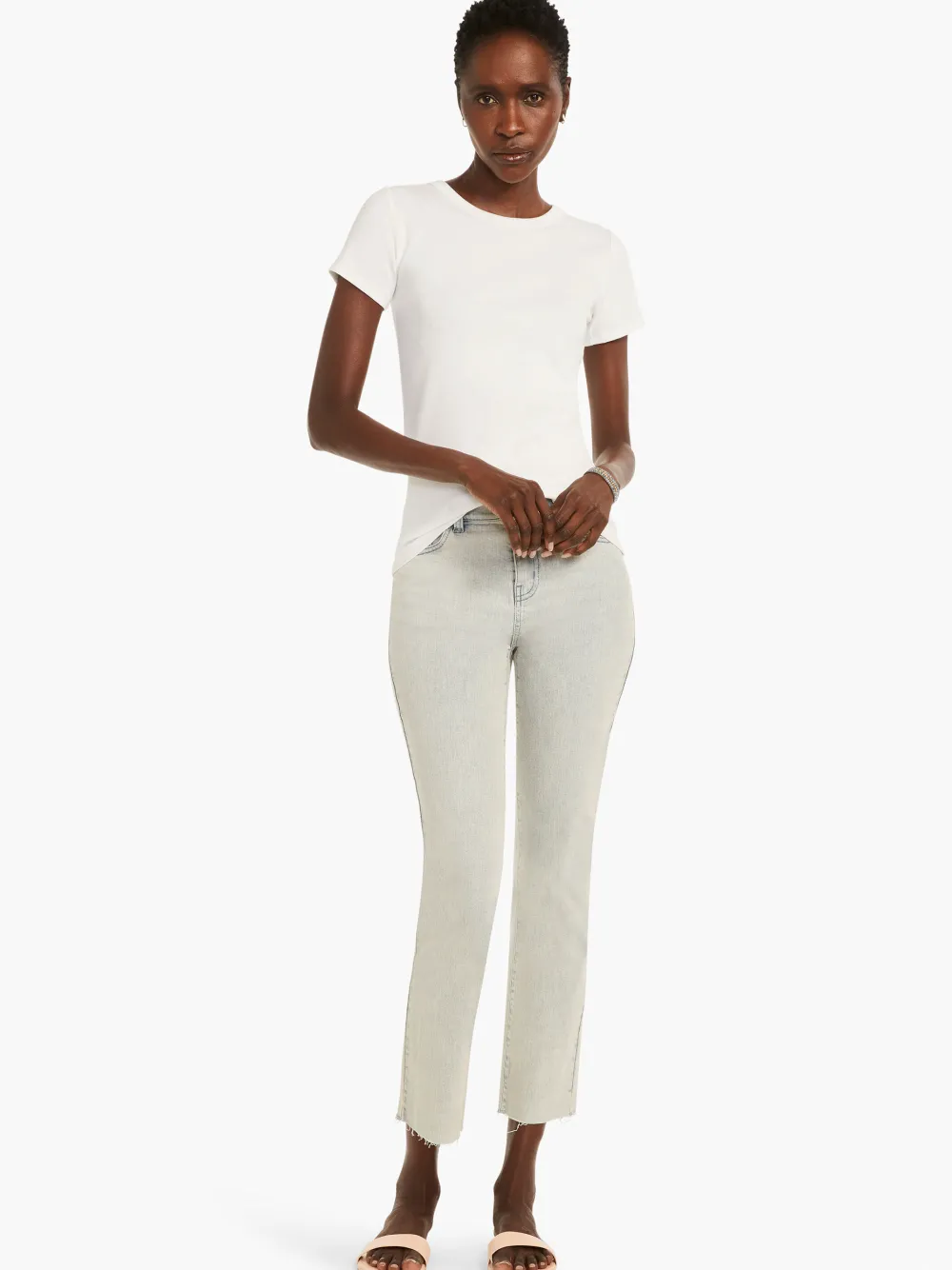Discount NIC+ZOE Perfect Knit Rib Short Sleeve Crew Tee Paper White