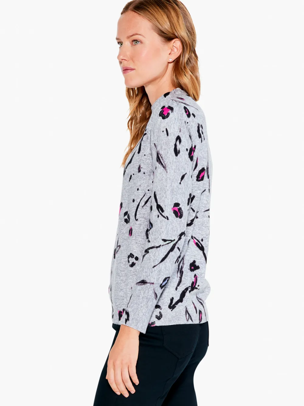Discount NIC+ZOE Petal Toss Sweater Grey Multi