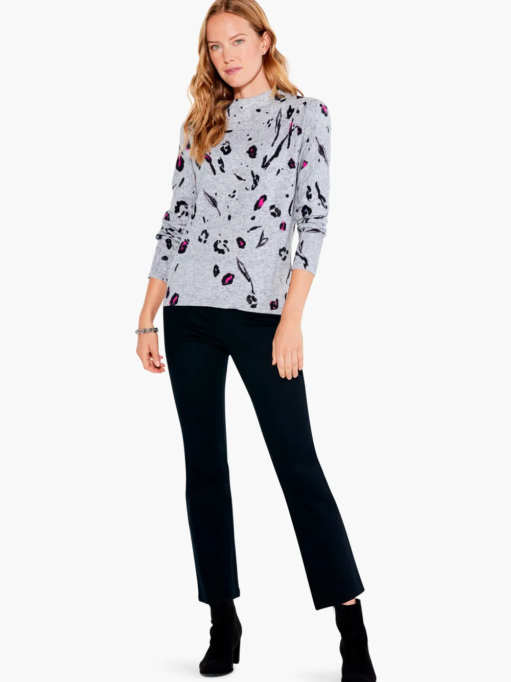 Discount NIC+ZOE Petal Toss Sweater Grey Multi