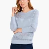 Outlet NIC+ZOE Placed Pointelle Sweater Blue Glacier