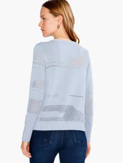 Outlet NIC+ZOE Placed Pointelle Sweater Blue Glacier