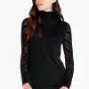 Best Sale NIC+ZOE Pointelle Turtleneck Sweater Tee Black Onyx