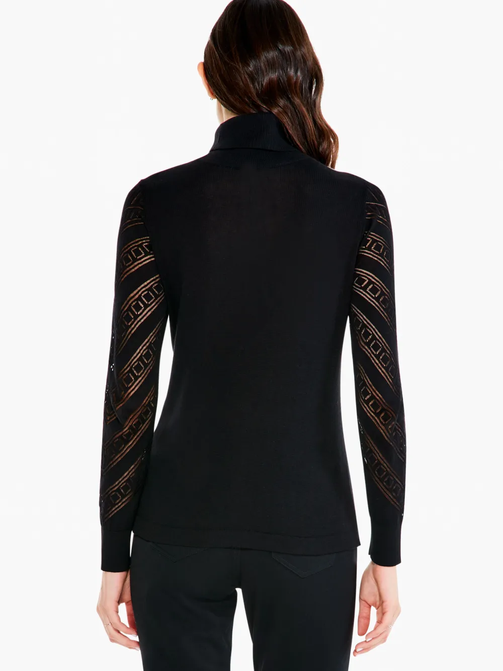 Best Sale NIC+ZOE Pointelle Turtleneck Sweater Tee Black Onyx