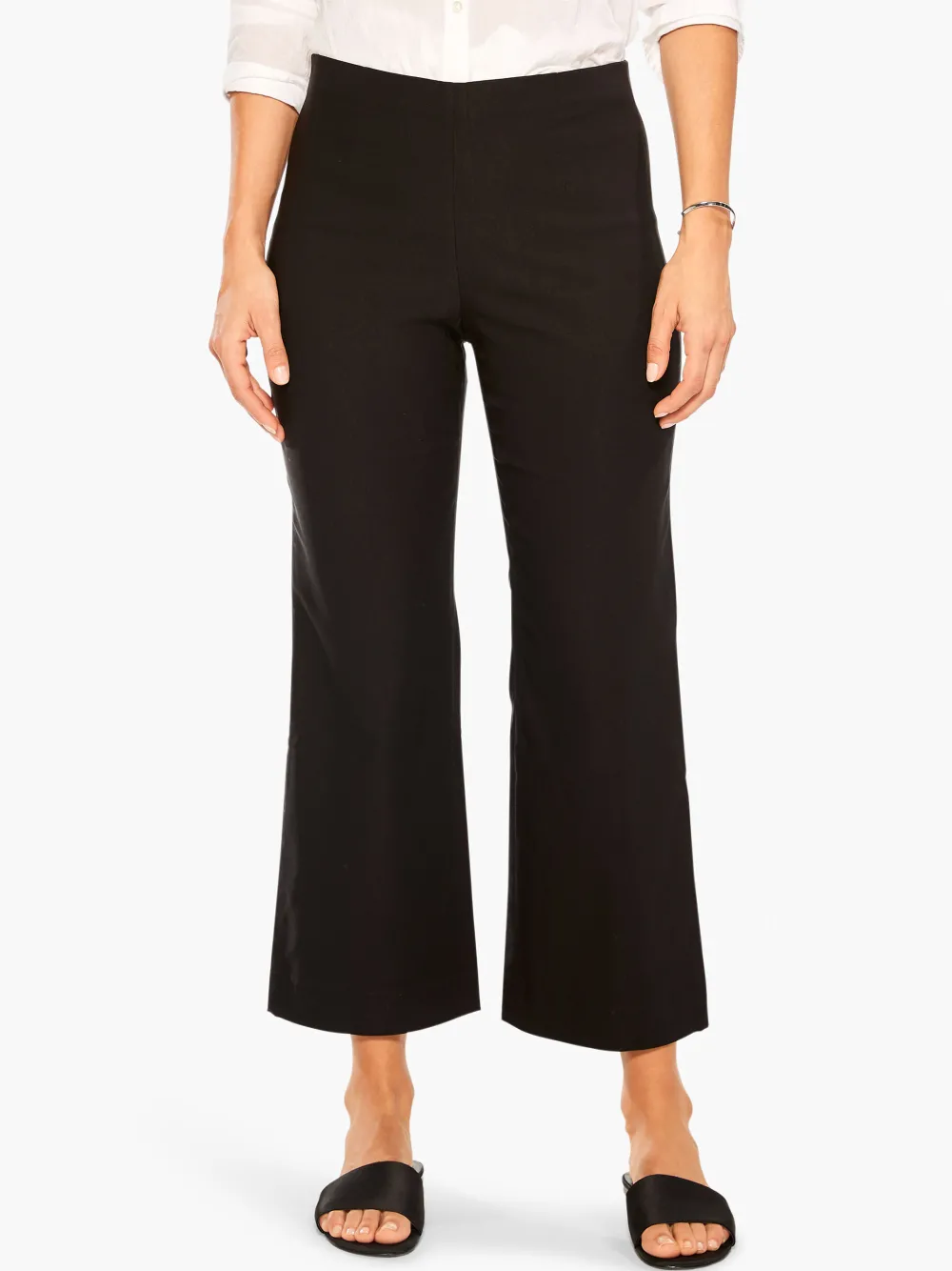 Flash Sale NIC+ZOE Polished Wonderstretch Wide-Leg Crop Pant Black Onyx