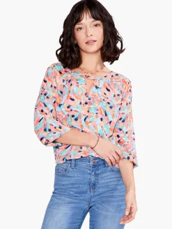 New NIC+ZOE Punchy Petals Top Orange Multi
