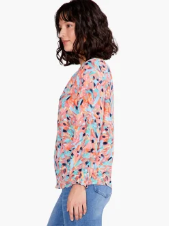 New NIC+ZOE Punchy Petals Top Orange Multi