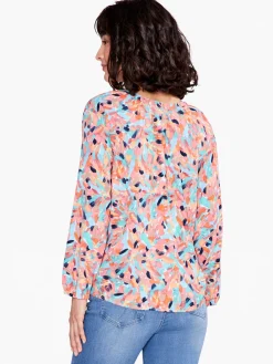 New NIC+ZOE Punchy Petals Top Orange Multi