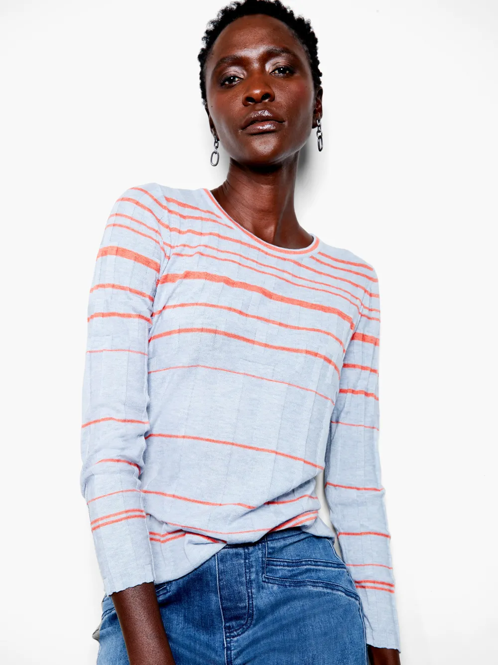 Cheap NIC+ZOE Reflecting Rays Sweater Tee Blue Multi