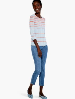 Best Sale NIC+ZOE Reflecting Rays Sweater Tee Blue Multi