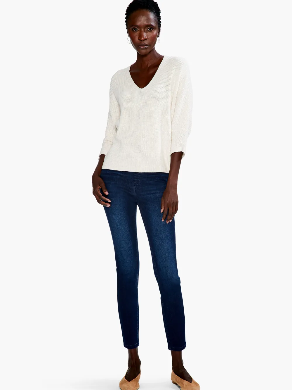 Clearance NIC+ZOE Relaxed Shaker Knit Sweater Canvas