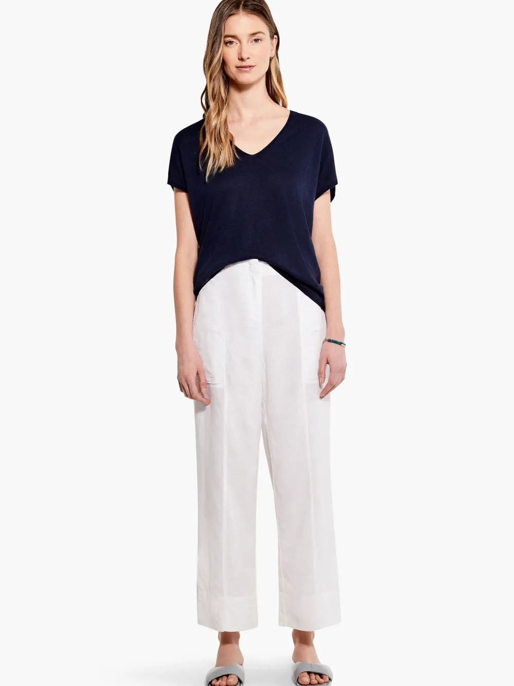 Clearance NIC+ZOE Relaxed V Sweater Tee Pink Hue