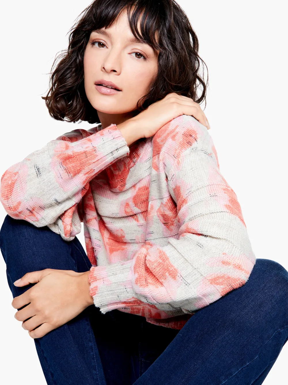 Fashion NIC+ZOE Rosy Sunset Sweater Pink Multi