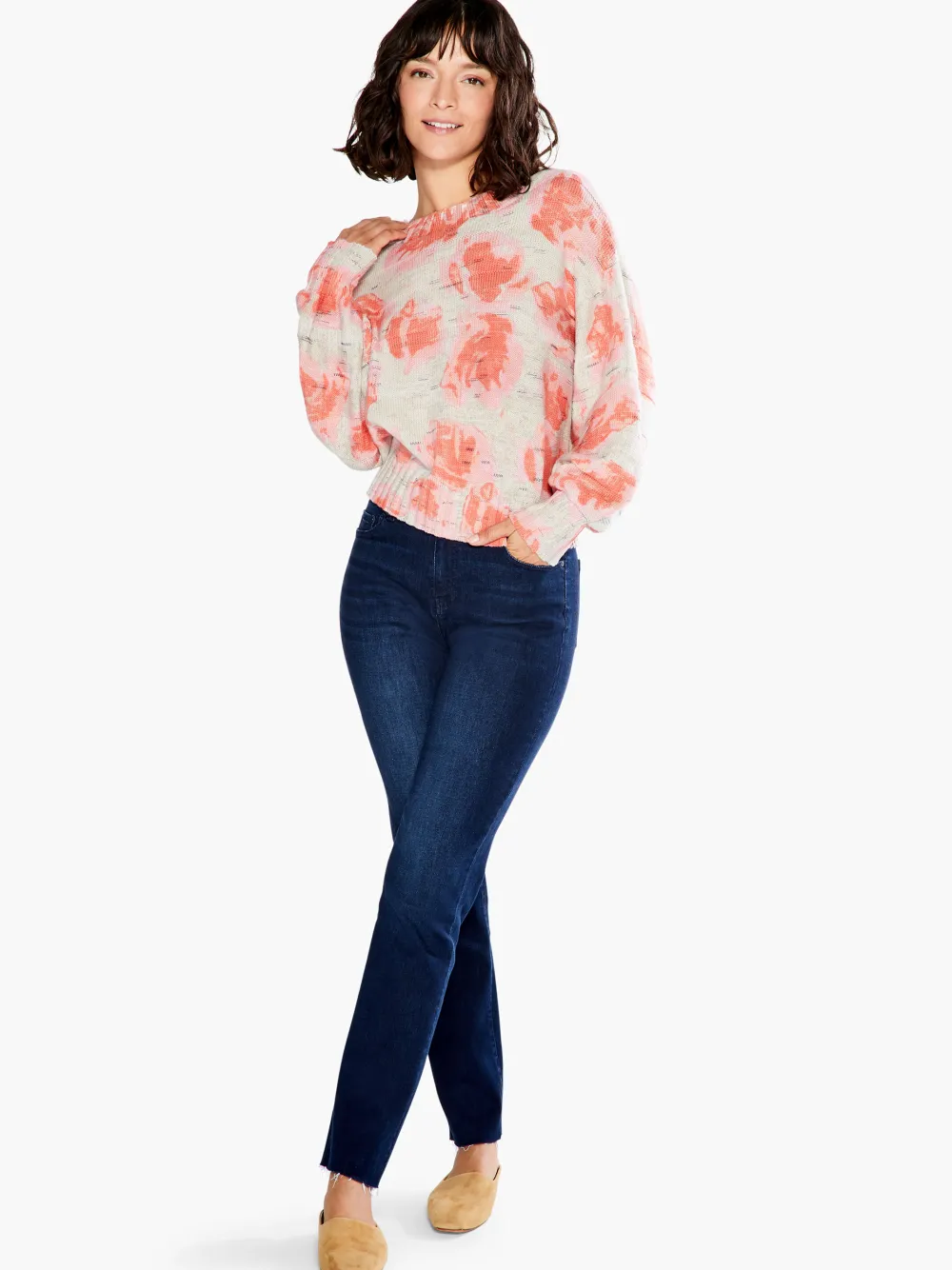 Fashion NIC+ZOE Rosy Sunset Sweater Pink Multi