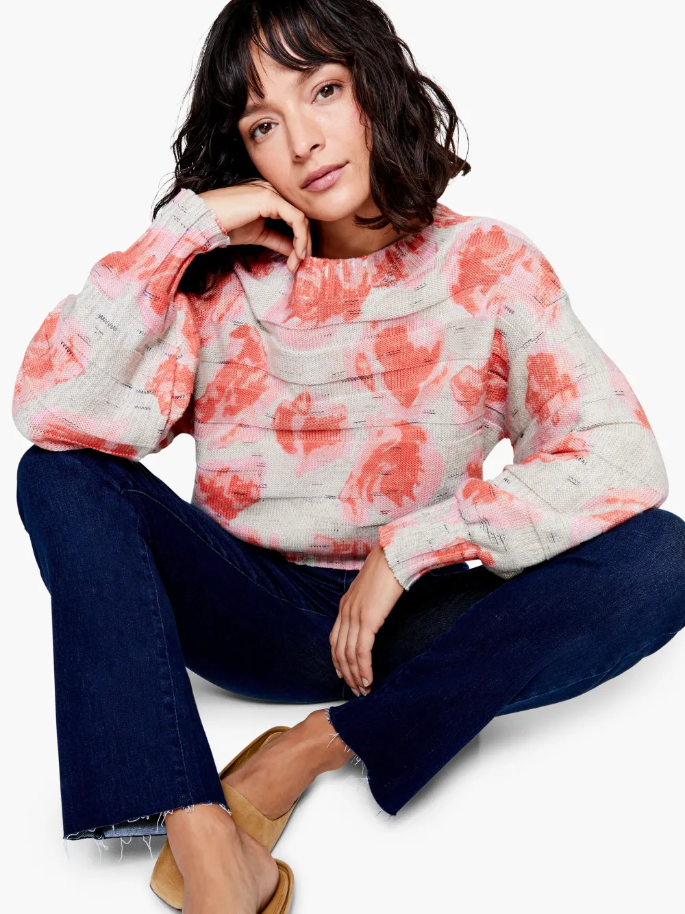 Fashion NIC+ZOE Rosy Sunset Sweater Pink Multi