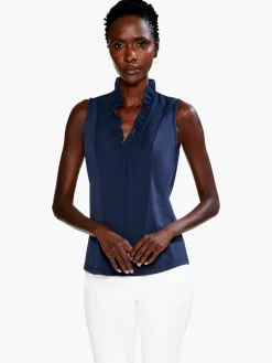 Flash Sale NIC+ZOE Ruffled Around Tank Dark Indigo