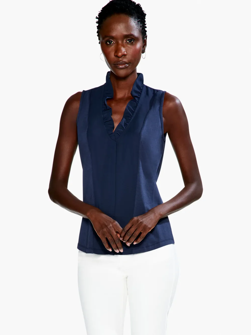 Best Sale NIC+ZOE Ruffled Around Tank Dark Indigo