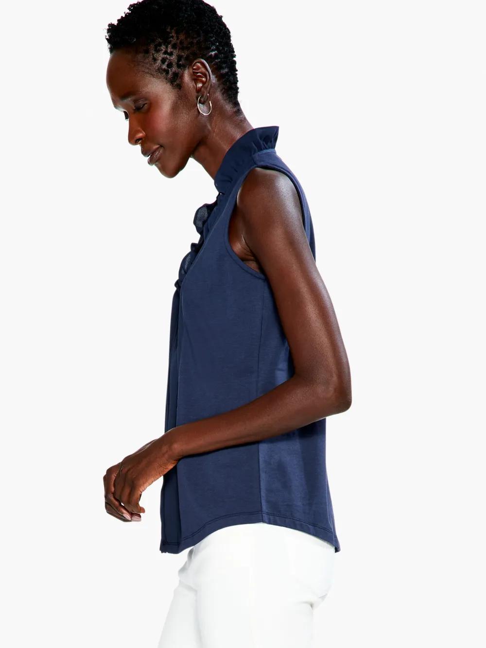 Best Sale NIC+ZOE Ruffled Around Tank Dark Indigo