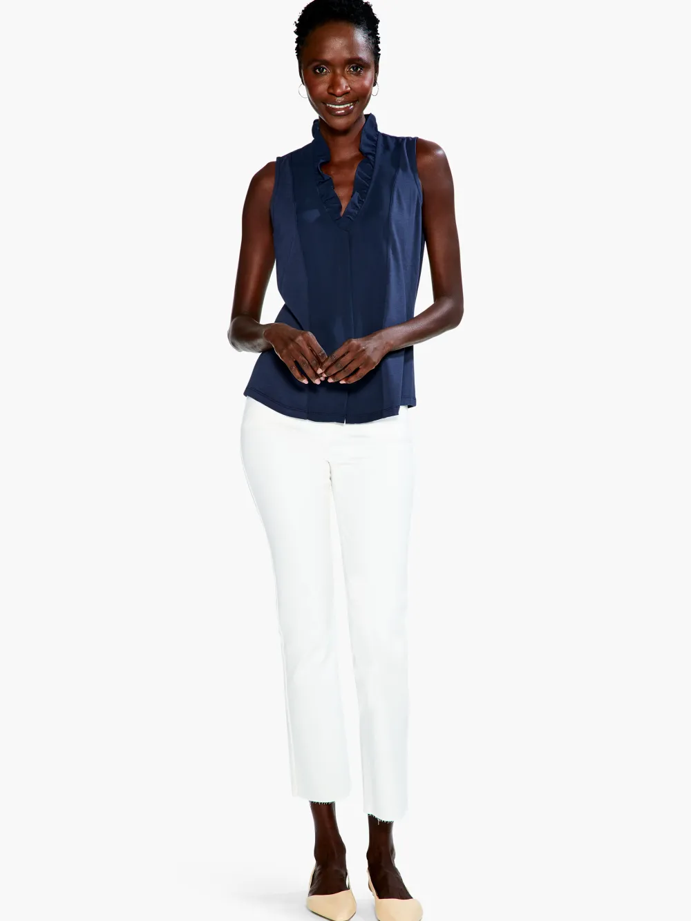 Best Sale NIC+ZOE Ruffled Around Tank Dark Indigo