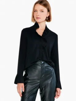Best Sale NIC+ZOE Ruffled Up Top Black Onyx