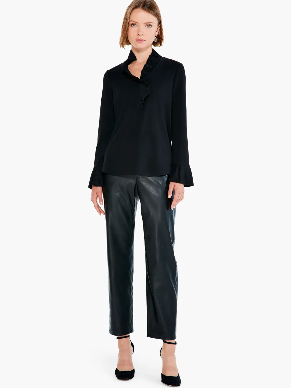Best Sale NIC+ZOE Ruffled Up Top Black Onyx