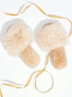 Clearance NIC+ZOE Samantha Holmes - Alpaca Fur Slides Champagne